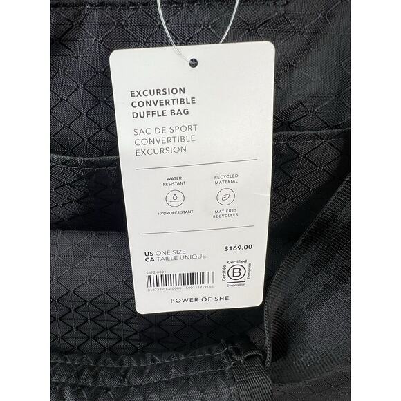 Athleta Excursion Convertible Duffle Bag Black Travel Workout‎ - Picture 3 of 9